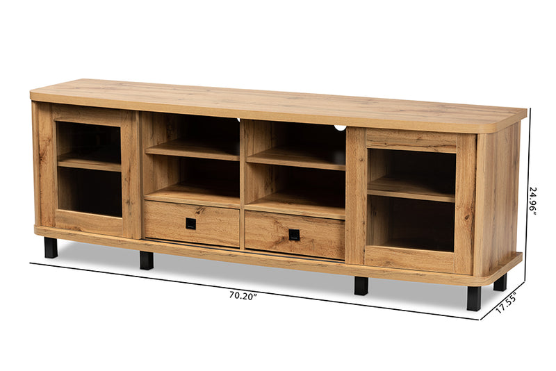 Mariana Modern and Contemporary Oak Brown Finished Wood 2-Drawer TV Stand