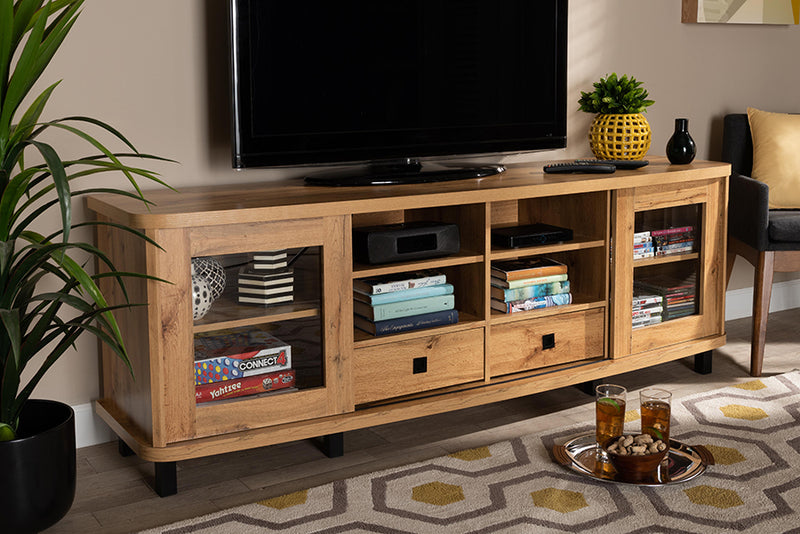 Mariana Modern and Contemporary Oak Brown Finished Wood 2-Drawer TV Stand 