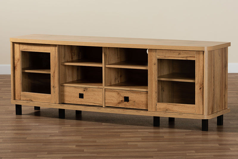 Mariana Modern and Contemporary Oak Brown Finished Wood 2-Drawer TV Stand