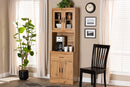 Bernard Oak Brown Kitchen Cabinet and Hutch Baxton