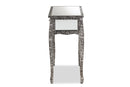 Senan Industrial Silver Finished Metal and Mirrored Glass 2-Drawer Console Table Baxton