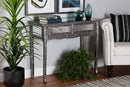 Senan Industrial Silver Finished Metal and Mirrored Glass 2-Drawer Console Table Baxton