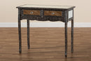 Senan Industrial Silver Finished Metal and Mirrored Glass 2-Drawer Console Table Baxton