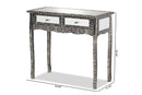 Senan Industrial Silver Finished Metal and Mirrored Glass 2-Drawer Console Table Baxton
