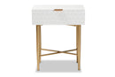 Danica White and Gold Metal 1-Drawer End Table Baxton