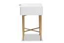 Danica White and Gold Metal 1-Drawer End Table Baxton