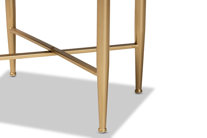 Danica Contemporary Glam and Luxe White Finished Wood and Gold Metal 1-Drawer End Table