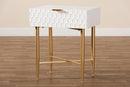 Danica White and Gold Metal 1-Drawer End Table Baxton