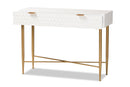 Bellini White and Gold Metal 1-Drawer Console Table Baxton