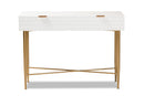 Bellini White and Gold Metal 1-Drawer Console Table Baxton