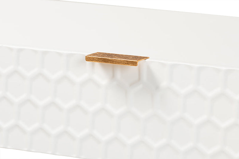 Bellini White and Gold Metal 1-Drawer Console Table Baxton