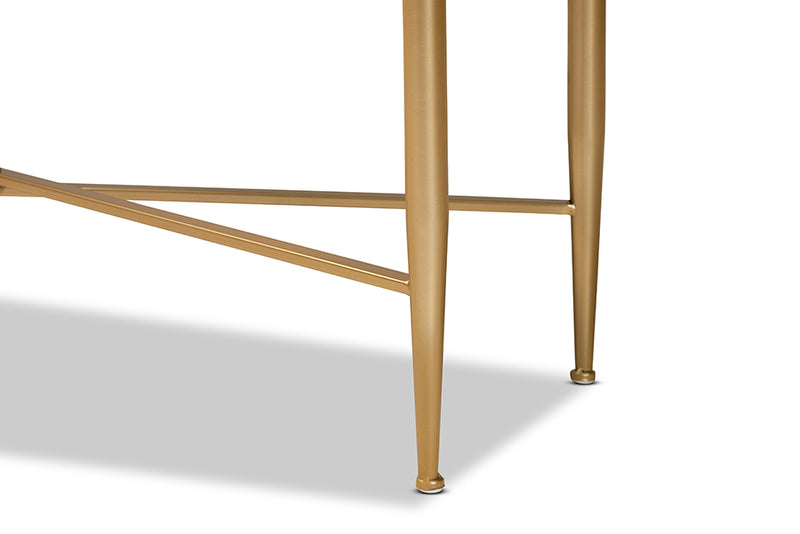 Bellini Modern and Contemporary White Finished Wood and Gold Metal 1-Drawer Console Table