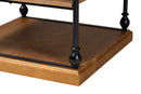 Lena Traditional Industrial Oak Brown and Black Metal 3-Tier End Table Baxton