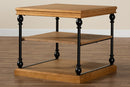Lena Traditional Industrial Oak Brown and Black Metal 3-Tier End Table Baxton