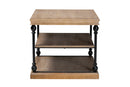 Lena Traditional Industrial Greywashed Wood and Black Metal 3-Tier End Table Baxton