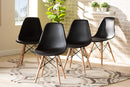 Malina Black Finished Polypropylene Plastic and Oak Brown 4Pc Dining Chair Set Baxton
