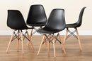 Malina Black Finished Polypropylene Plastic and Oak Brown 4Pc Dining Chair Set Baxton