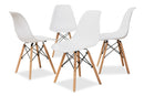 Malina White Finished Polypropylene Plastic and Oak Brown 4Pc Dining Chair Set Baxton
