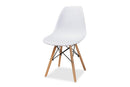 Malina White Finished Polypropylene Plastic and Oak Brown 4Pc Dining Chair Set Baxton