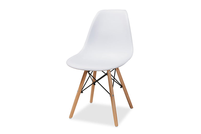 Malina White Finished Polypropylene Plastic and Oak Brown 4Pc Dining Chair Set Baxton