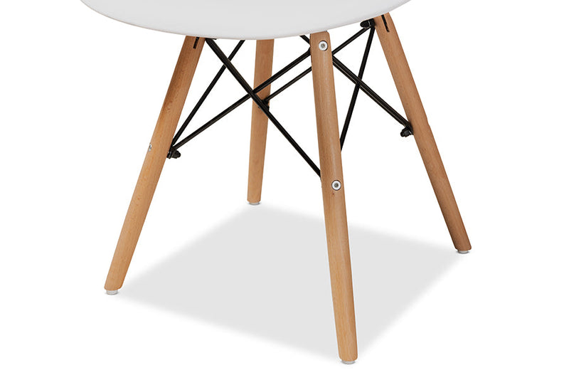 Malina White Finished Polypropylene Plastic and Oak Brown 4Pc Dining Chair Set Baxton