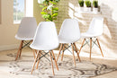 Malina White Finished Polypropylene Plastic and Oak Brown 4Pc Dining Chair Set Baxton
