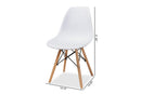 Malina White Finished Polypropylene Plastic and Oak Brown 4Pc Dining Chair Set Baxton
