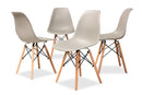 Malina Beige Finished Polypropylene Plastic and Oak Brown 4Pc Dining Chair Set Baxton