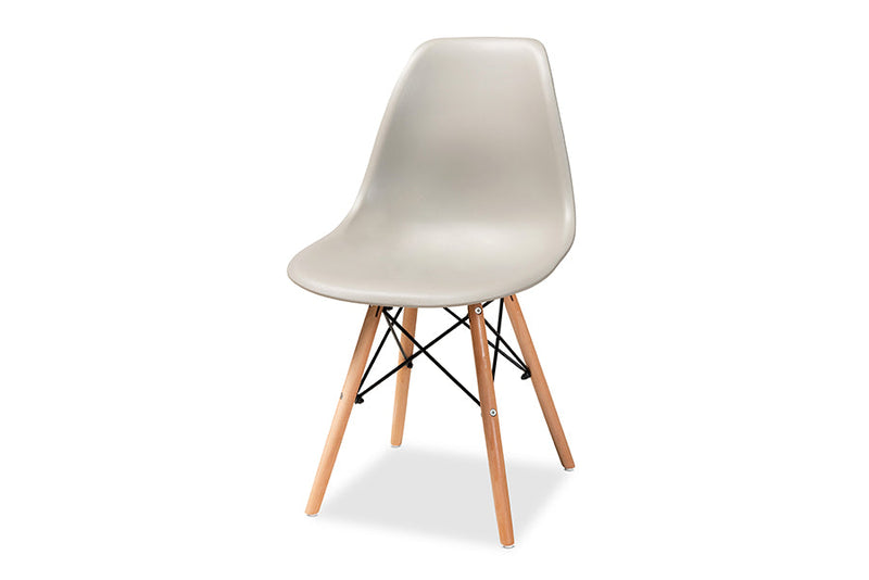 Malina Beige Finished Polypropylene Plastic and Oak Brown 4Pc Dining Chair Set Baxton