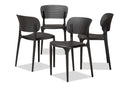 Tauriel Black Finished Polypropylene Plastic 4Pc Stackable Dining Chair Set Baxton
