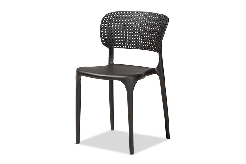 Tauriel Black Finished Polypropylene Plastic 4Pc Stackable Dining Chair Set Baxton