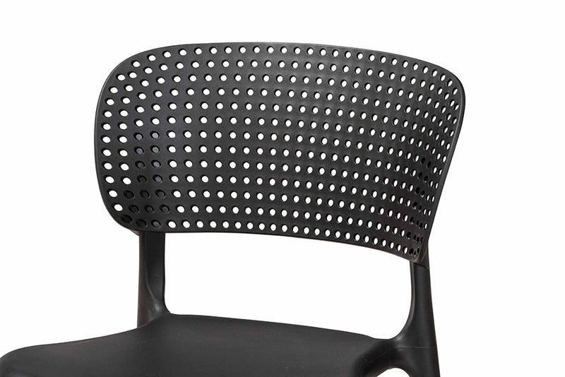 Tauriel Modern and Contemporary Black Finished Polypropylene Plastic 4-Piece Stackable Dining Chair Set