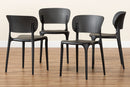 Tauriel Black Finished Polypropylene Plastic 4Pc Stackable Dining Chair Set Baxton