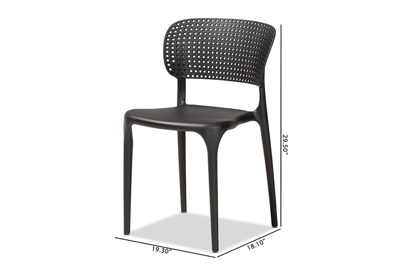 Tauriel Modern and Contemporary Black Finished Polypropylene Plastic 4-Piece Stackable Dining Chair Set