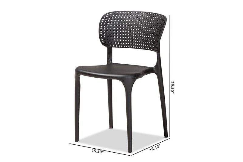 Tauriel Black Finished Polypropylene Plastic 4Pc Stackable Dining Chair Set Baxton