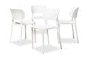Tauriel White Finished Polypropylene Plastic 4Pc Stackable Dining Chair Set Baxton