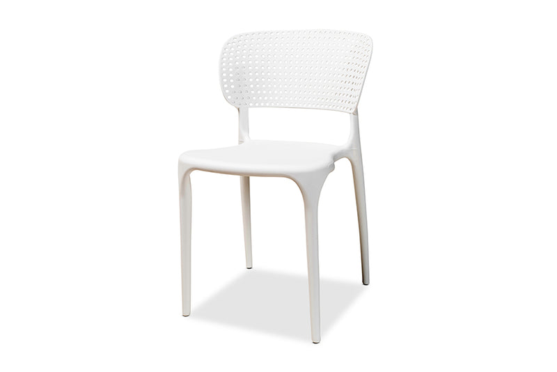 Tauriel Modern and Contemporary White Finished Polypropylene Plastic 4-Piece Stackable Dining Chair Set