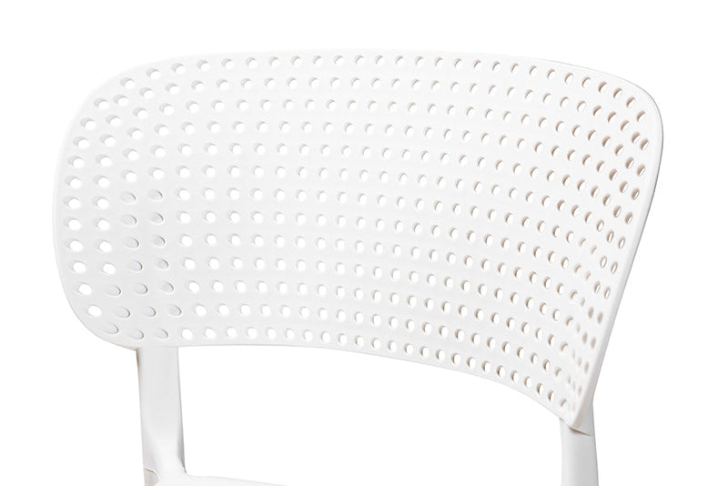 Tauriel White Finished Polypropylene Plastic 4Pc Stackable Dining Chair Set Baxton