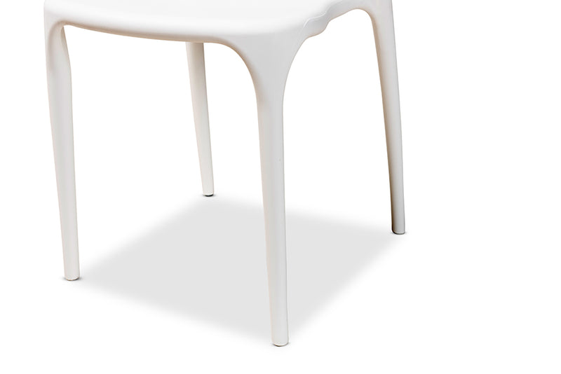 Tauriel Modern and Contemporary White Finished Polypropylene Plastic 4-Piece Stackable Dining Chair Set