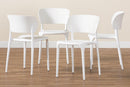Tauriel White Finished Polypropylene Plastic 4Pc Stackable Dining Chair Set Baxton
