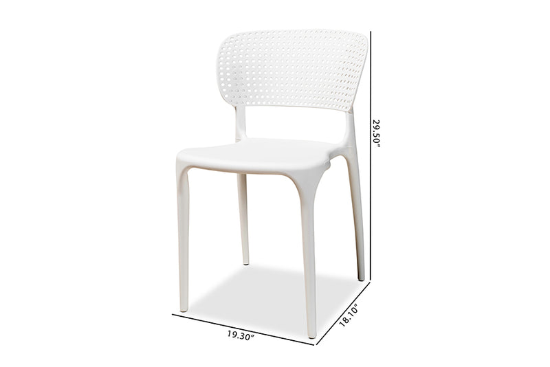 Tauriel Modern and Contemporary White Finished Polypropylene Plastic 4-Piece Stackable Dining Chair Set