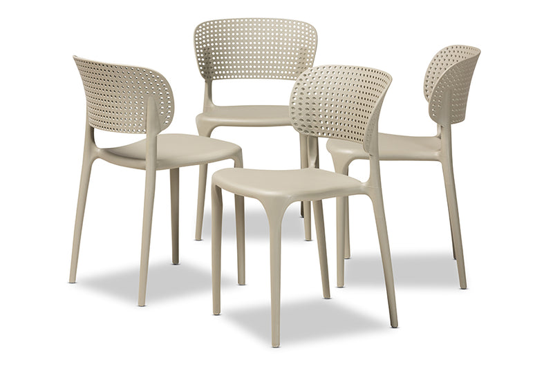 Tauriel Modern and Contemporary Beige Finished Polypropylene Plastic 4-Piece Stackable Dining Chair Set