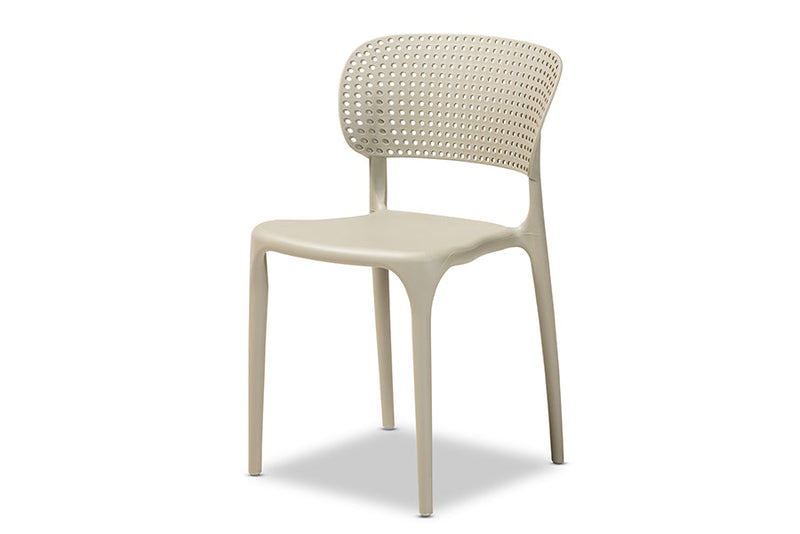Tauriel Beige Finished Polypropylene Plastic 4Pc Stackable Dining Chair Set Baxton