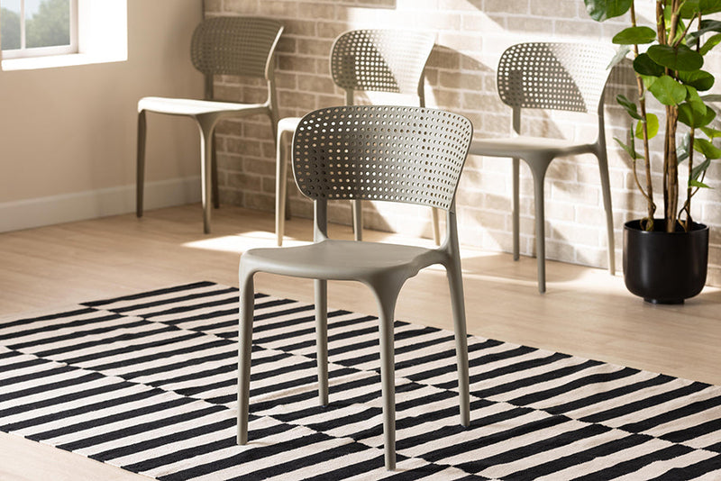 Tauriel Beige Finished Polypropylene Plastic 4Pc Stackable Dining Chair Set Baxton