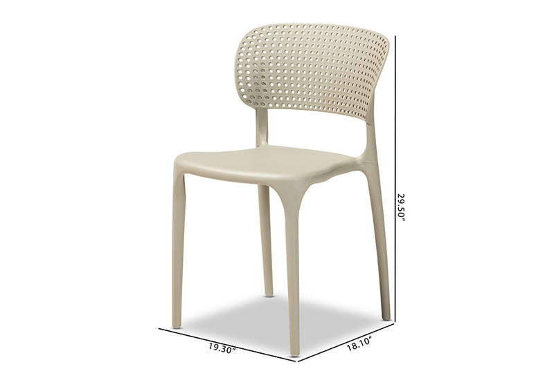 Tauriel Modern and Contemporary Beige Finished Polypropylene Plastic 4-Piece Stackable Dining Chair Set