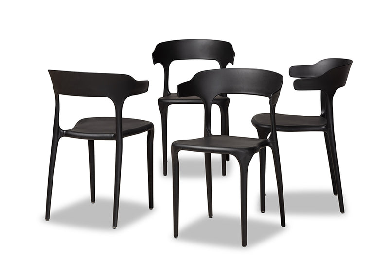 Daxton Modern Transtional Black Plastic 4-Piece Dining Chair Set