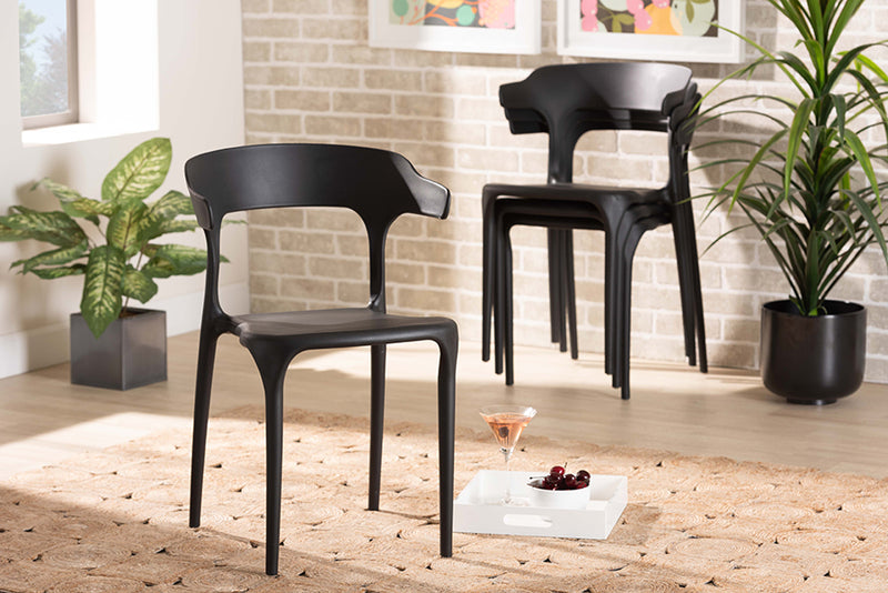 Daxton Modern Transtional Black Plastic 4-Piece Dining Chair Set