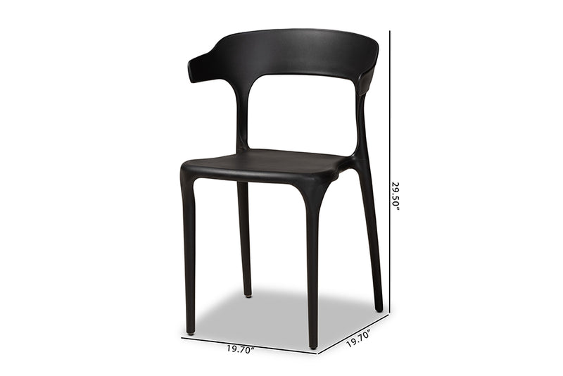 Daxton Modern Transtional Black Plastic 4-Piece Dining Chair Set