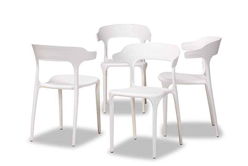 Daxton Modern Transtional White Plastic 4-Piece Dining Chair Set