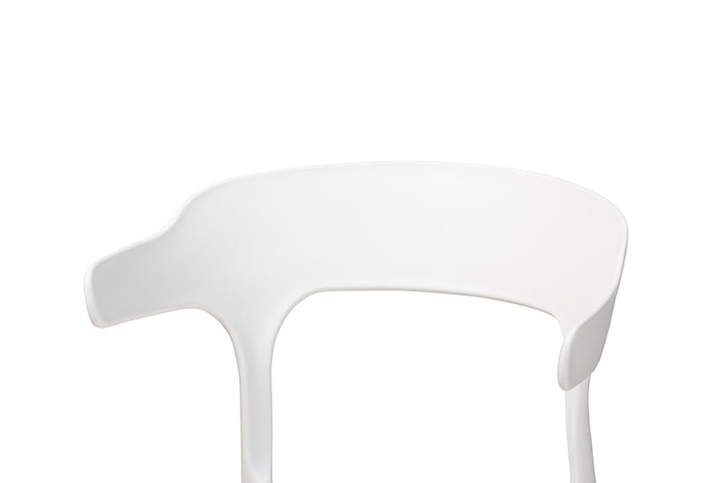 Daxton Modern Transtional White Plastic 4Pc Dining Chair Set Baxton